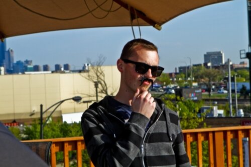 Ryan rocked the 'stache and shades look.